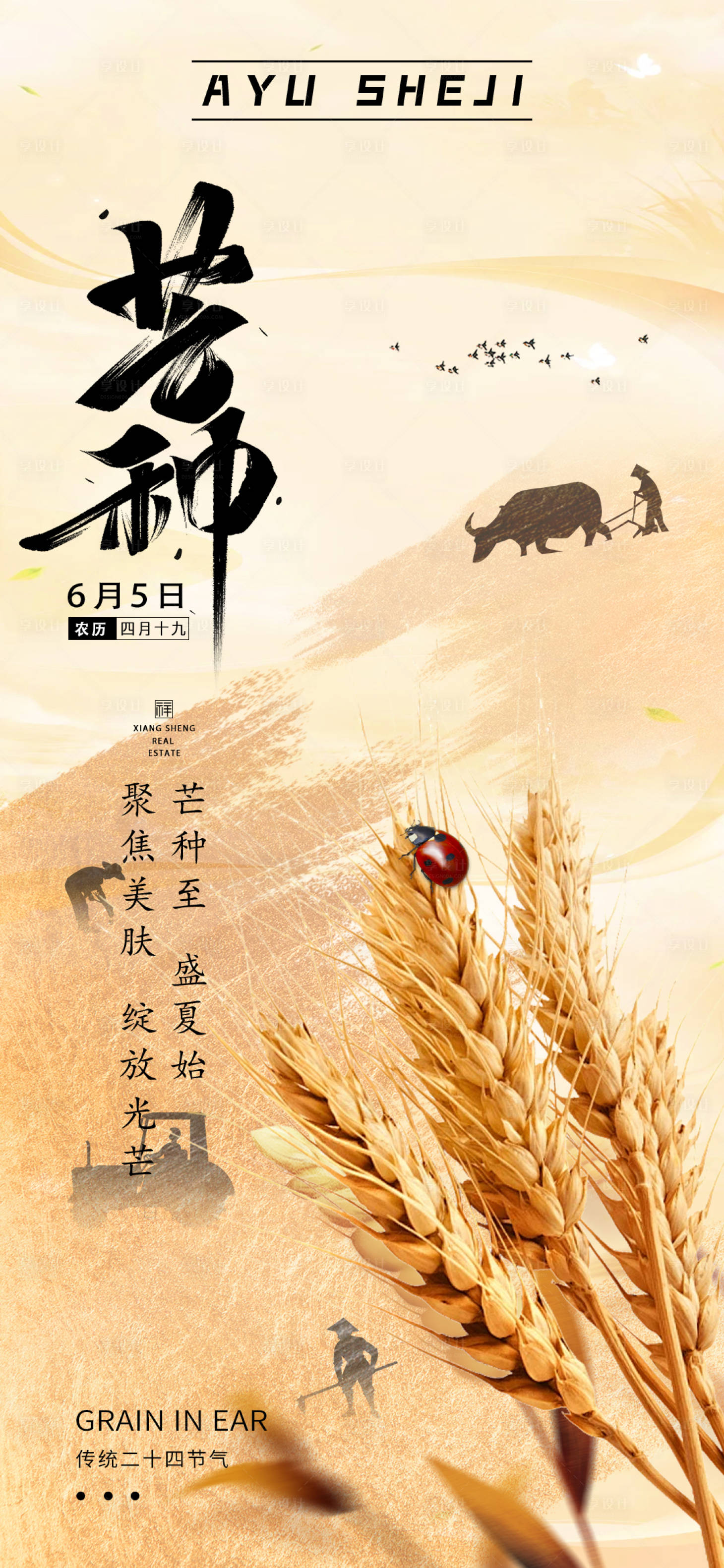 源文件下載【享設計】搜索編號：55610023974724927【芒種節氣海報】