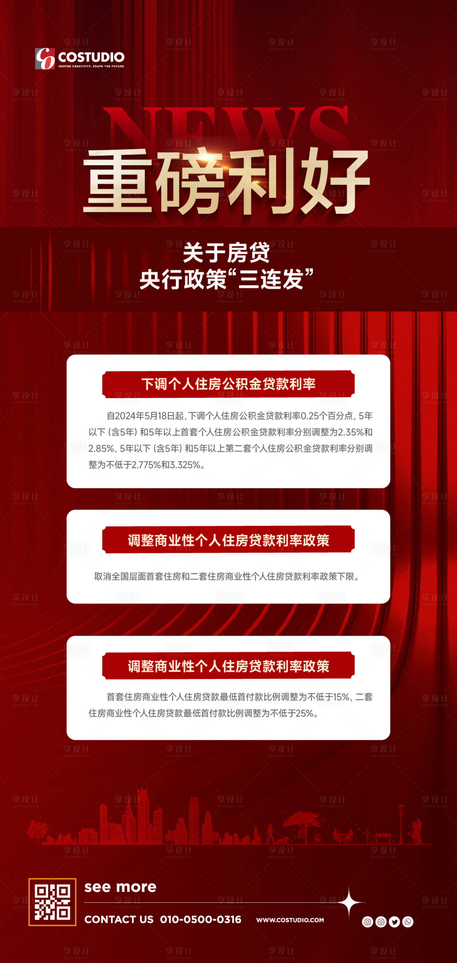 源文件下載【享設(shè)計】搜索編號：50460023952764491【地產(chǎn)利好政策快訊海報】