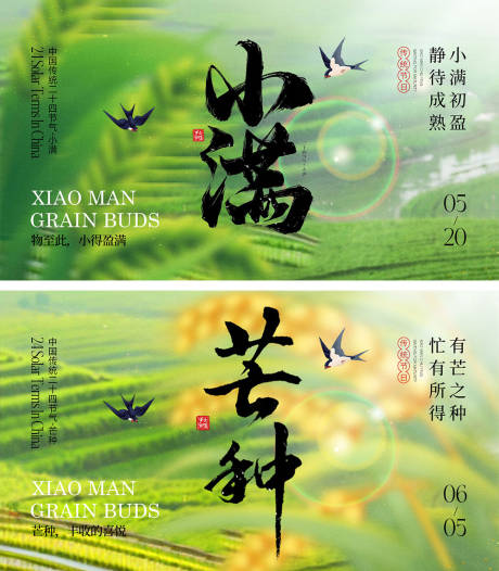 源文件下载【小满芒种节气海报】编号：86240023661204903