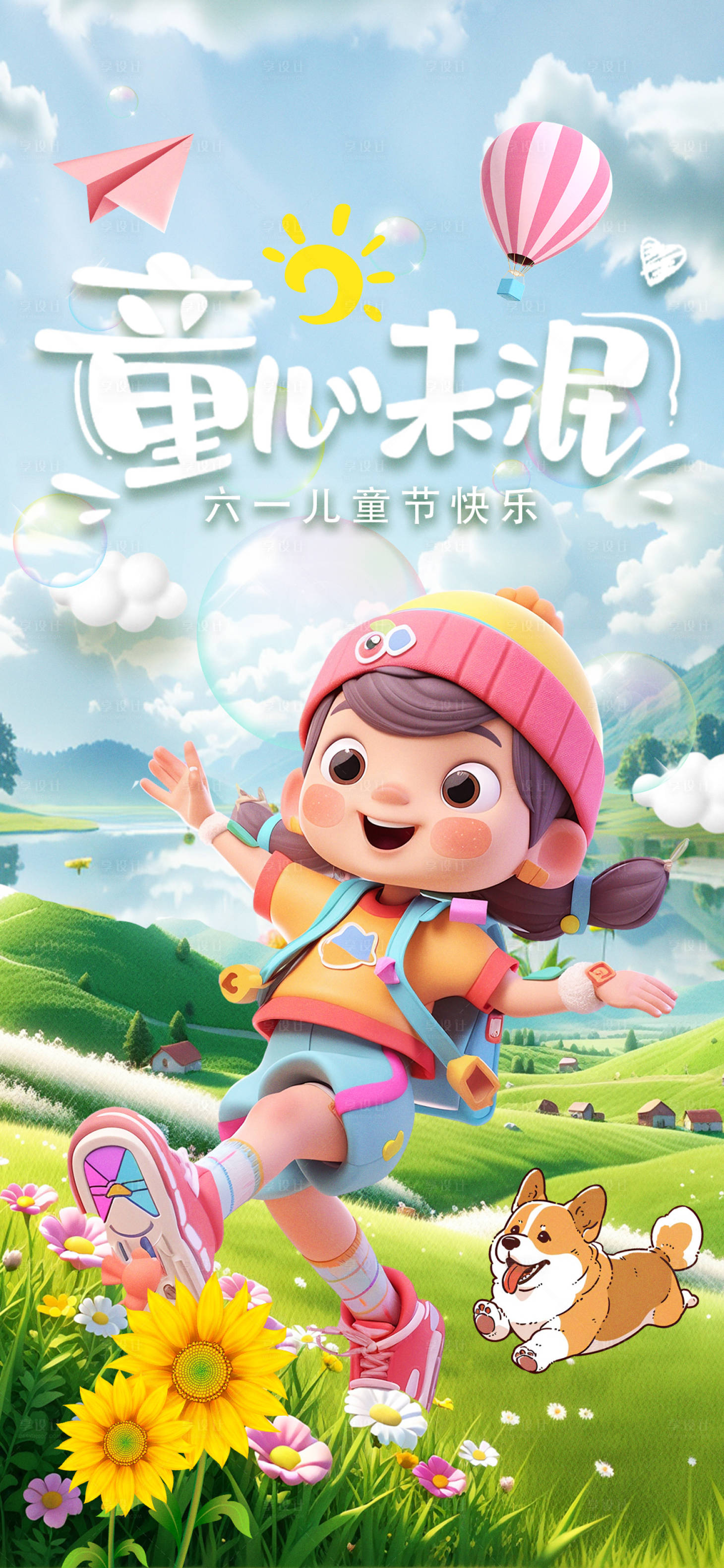 源文件下载【享设计】搜索编号：55150024202325449【61儿童节海报】