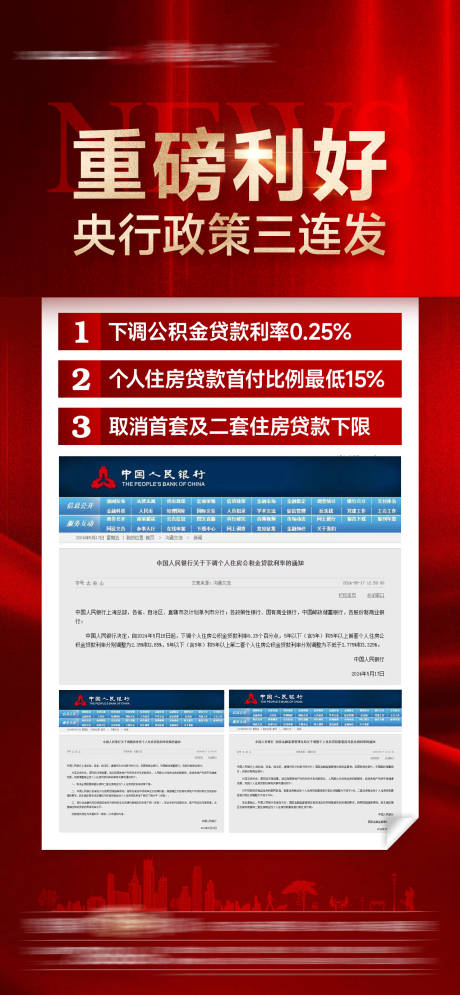 源文件下载【地产利好政策快讯海报】编号：72530023949153352