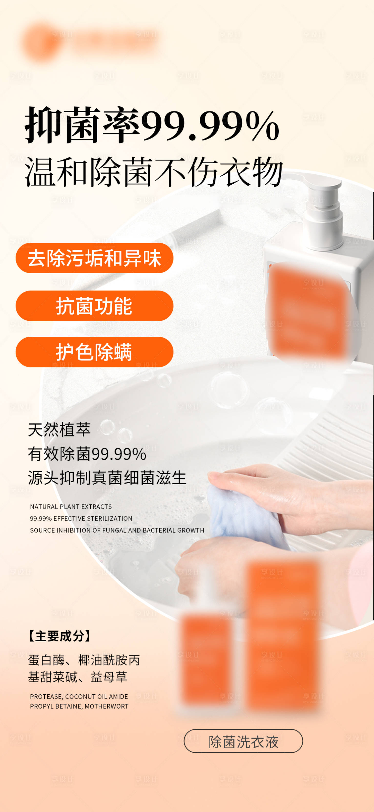 源文件下载【享设计】搜索编号：45780023865902968【除菌洗衣液宣传海报】