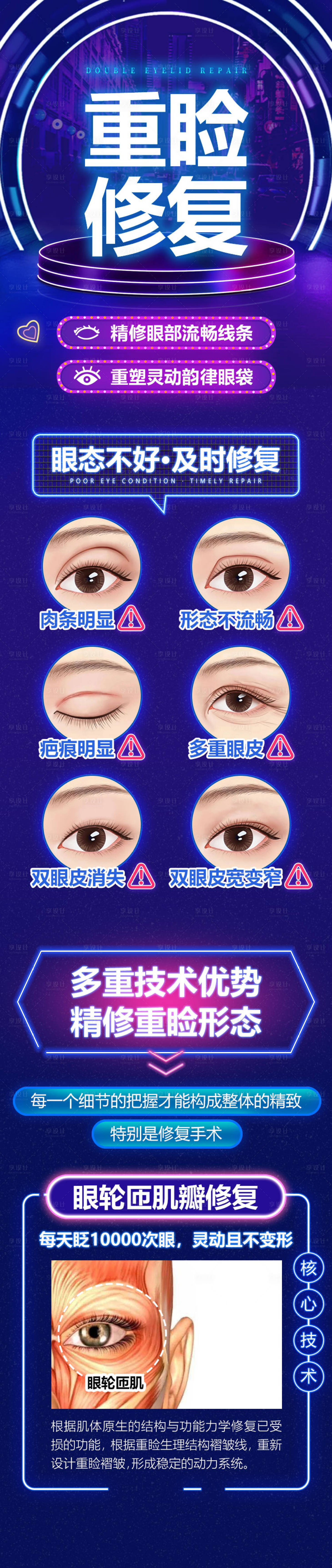 源文件下载【医美整形外科重睑双眼皮修复长图海报】编号：83990024140618815