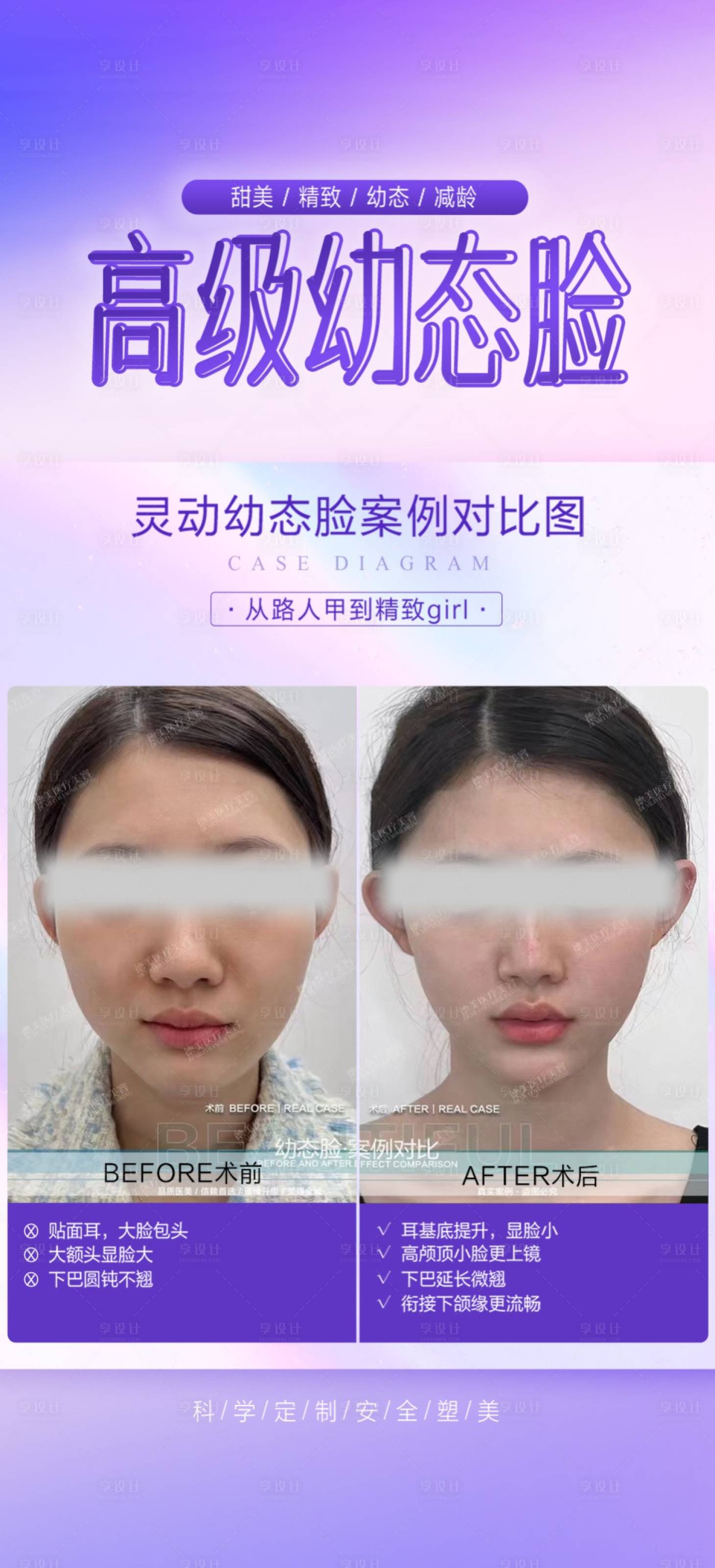 源文件下載【享設計】搜索編號：62770024257102731【幼態臉案例對比宣傳海報】