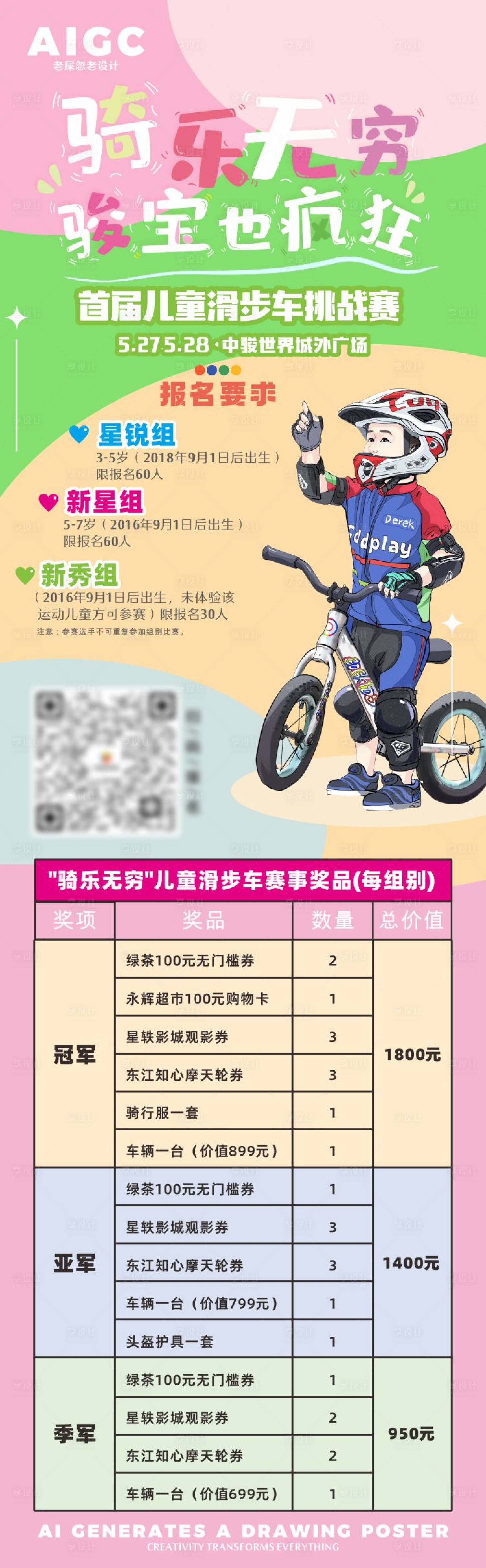 源文件下載【享設計】搜索編號：68220024650648853【兒童騎行大賽海報長圖】