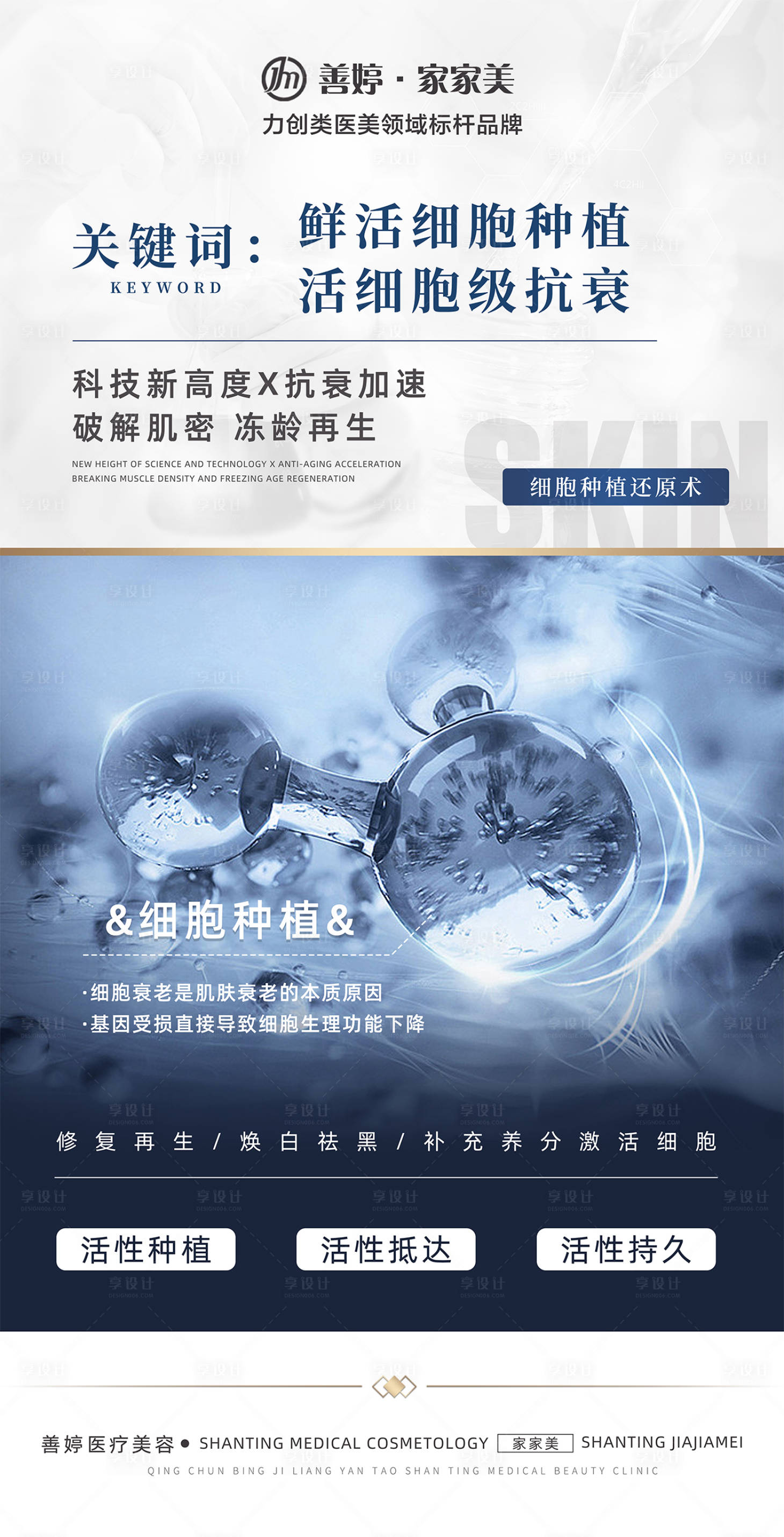源文件下载【享设计】搜索编号：14800024802339183【轻医美细胞种植海报】