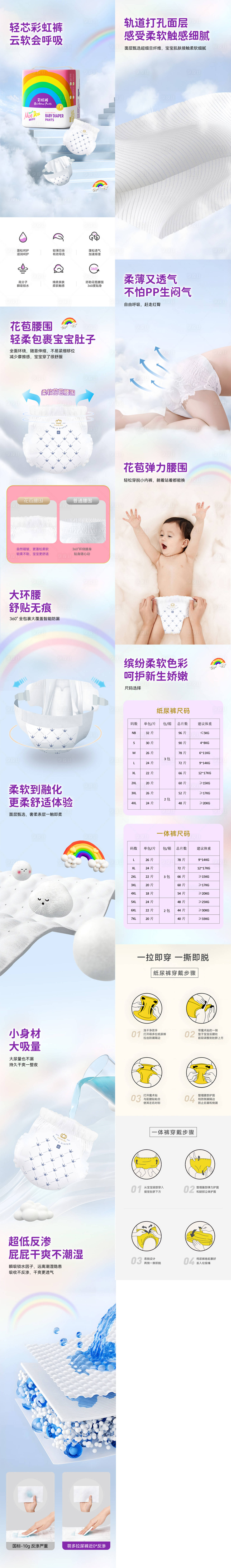 源文件下载【婴儿彩虹纸尿裤电商详情页】编号：32600024286145080