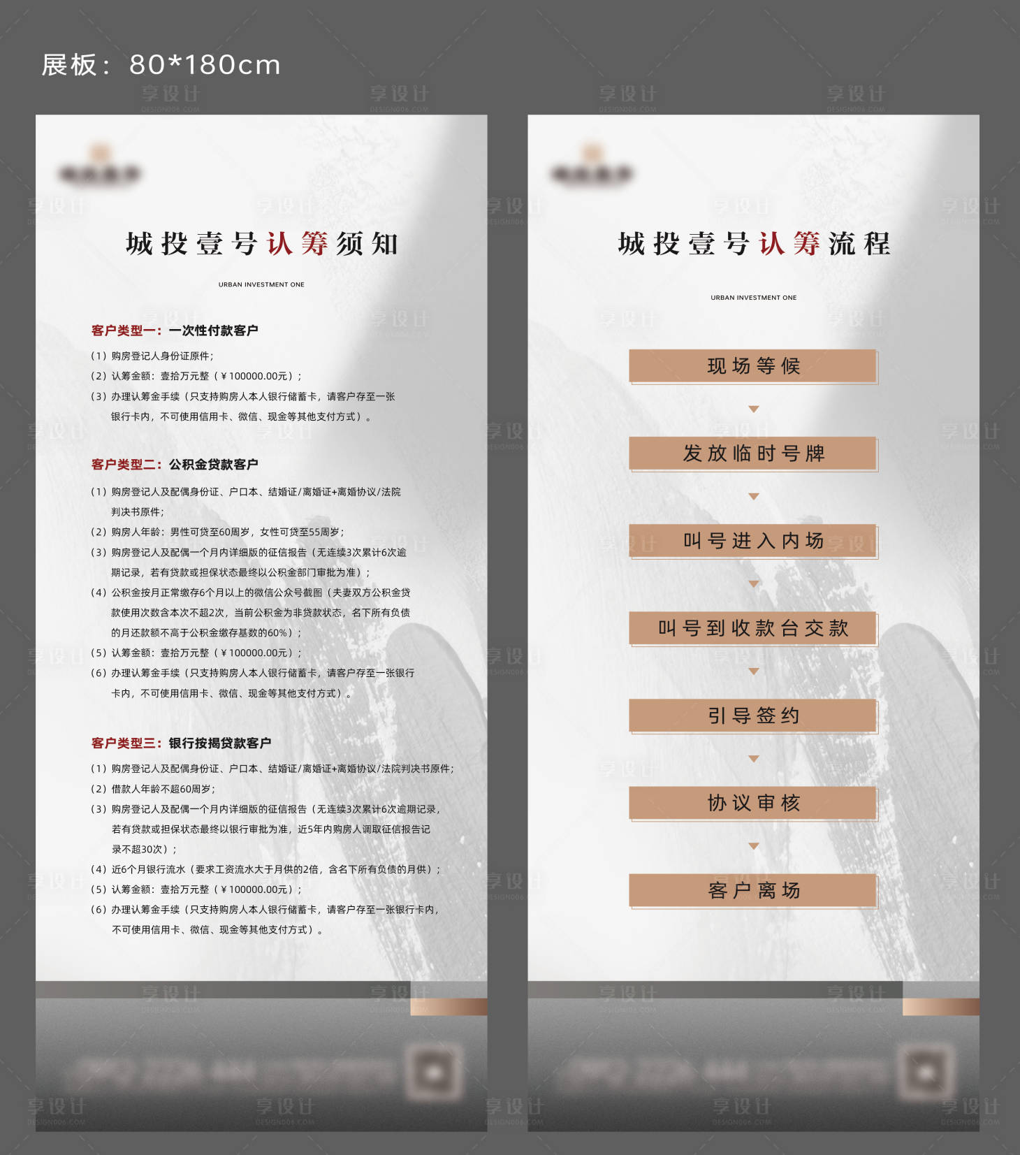 源文件下载【享设计】搜索编号：17620024611588517【房地产认筹购房流程展板】