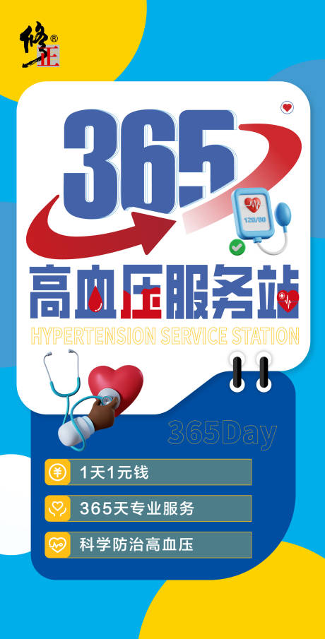 蓝黄高血压海报