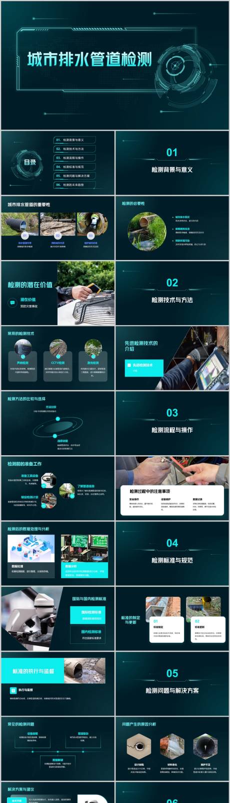源文件下载【城市排水管道检测PPT】编号：15680024704376756