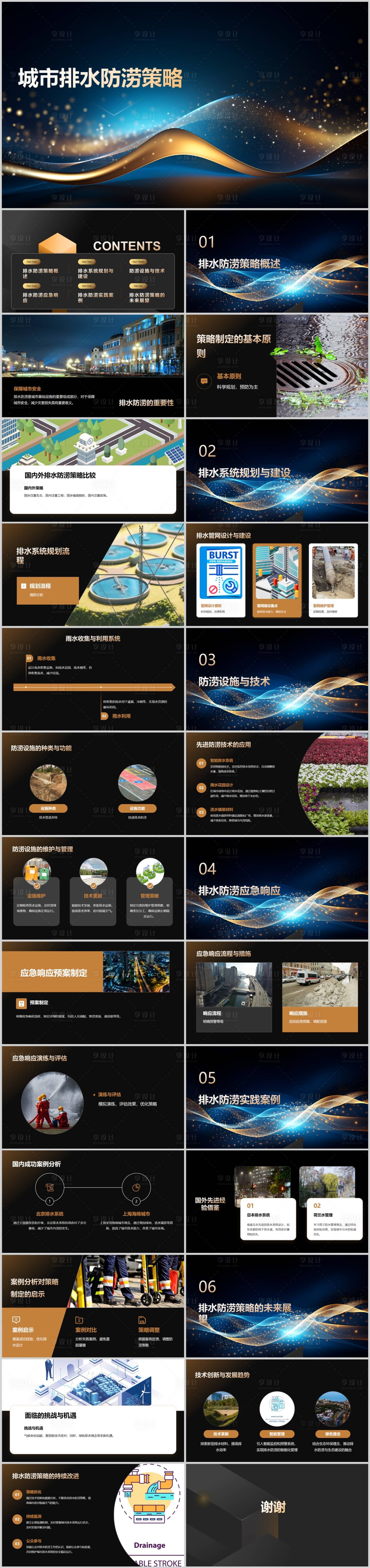 源文件下载【享设计】搜索编号：39070024715562635【城市排水防涝策略PPT】