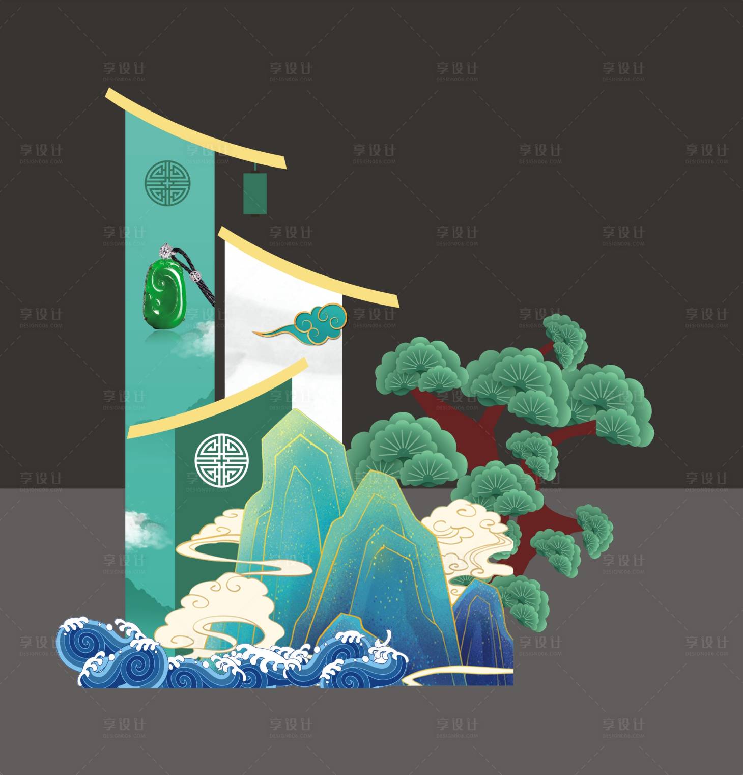 源文件下载【享设计】搜索编号：45020024568475698【翡翠美陈】