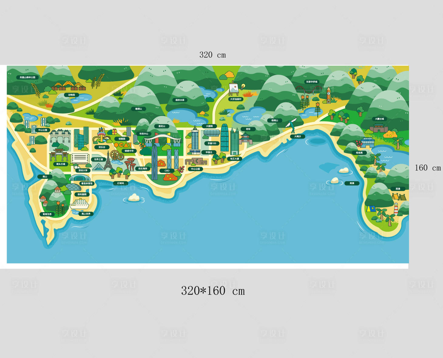 源文件下载【享设计】搜索编号：31670024688714470【景点手绘地图】