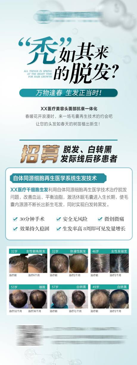 源文件下载【医美脱发招募活动长图】编号：91600024796066282