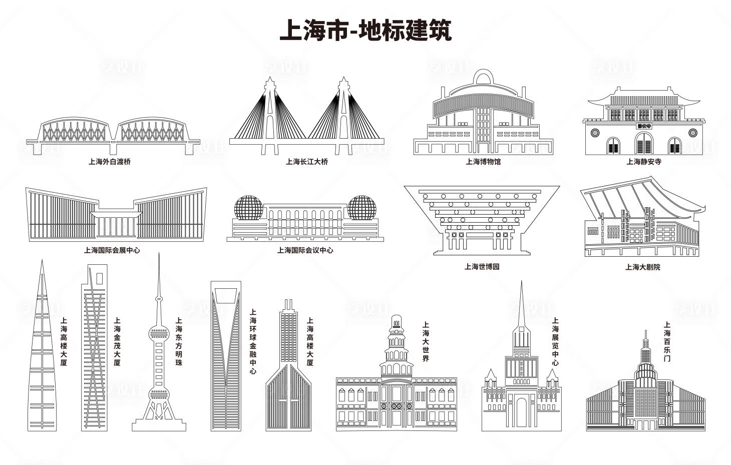 源文件下載【享設計】搜索編號：15730024828903491【上海市地標建筑】