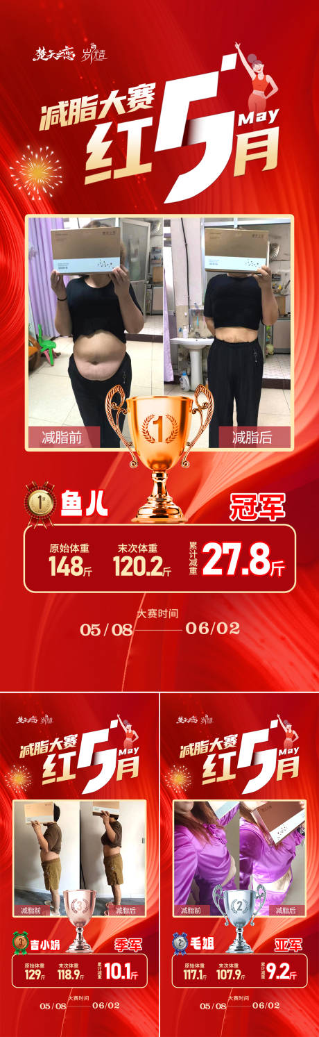 源文件下載【減肥瘦身大賽頒獎前后對比案例海報】編號：29800024413952331
