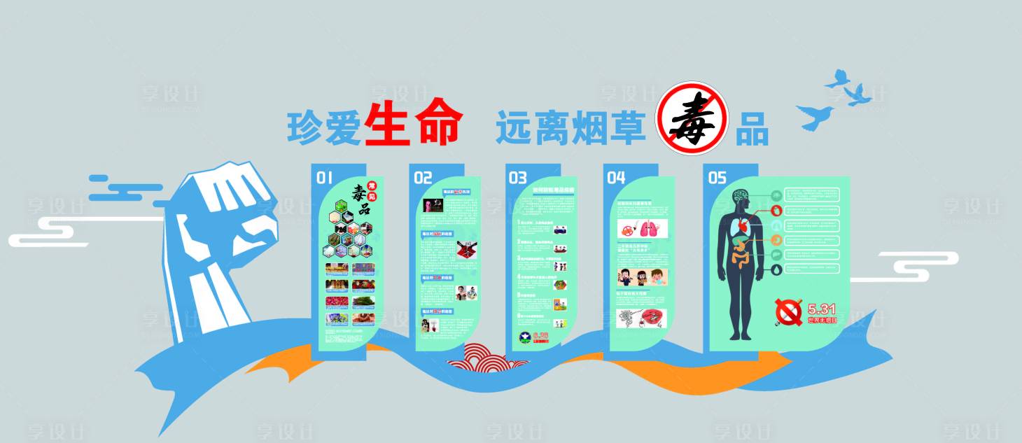 源文件下載【享設(shè)計】搜索編號：45390024338964741【珍愛生命遠(yuǎn)離煙草毒品宣傳欄】