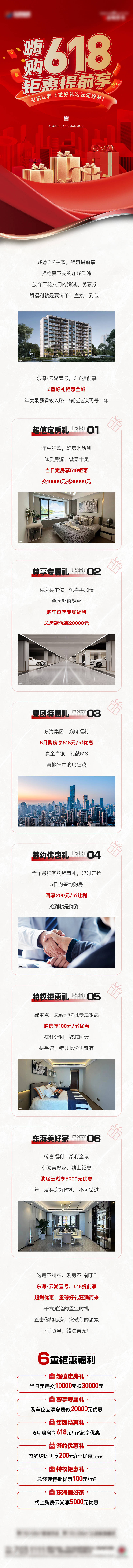 源文件下载【地产618六重礼红金长图海报】编号：43200024443082858