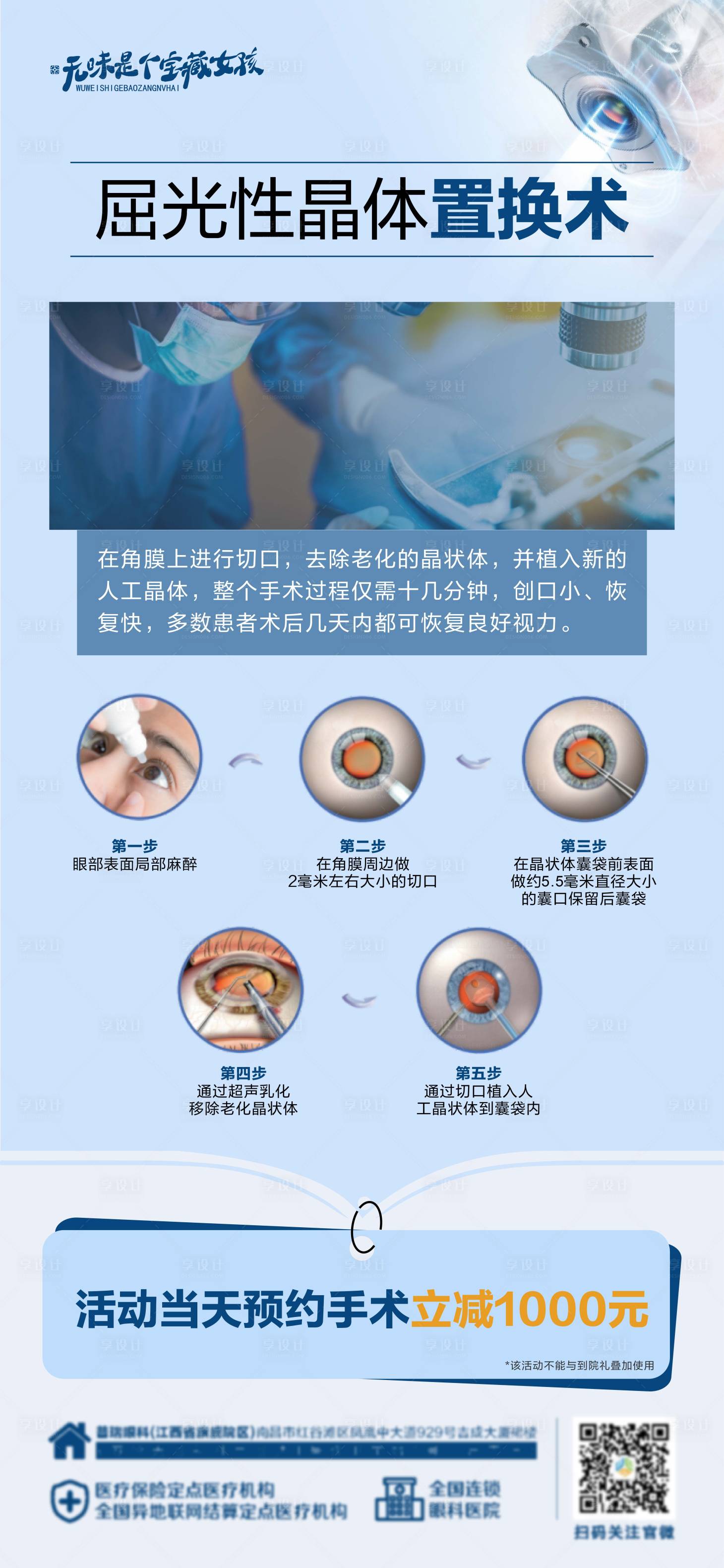 源文件下載【享設計】搜索編號：39360024578016497【眼科屈光性白內障置換術介紹海報】