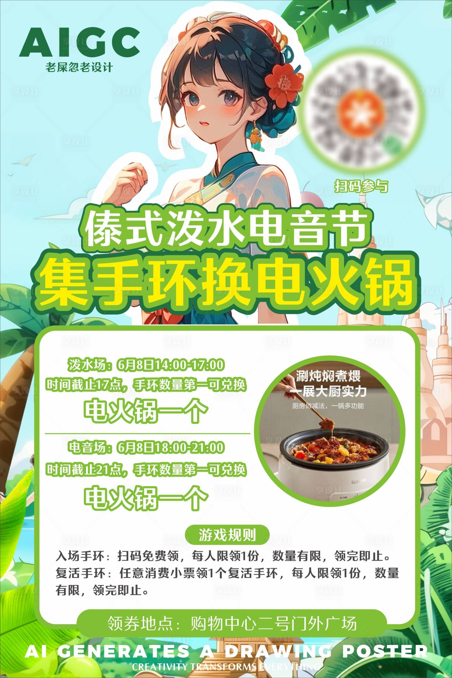 源文件下载【享设计】搜索编号：20650024696694203【傣族电音节活动海报】