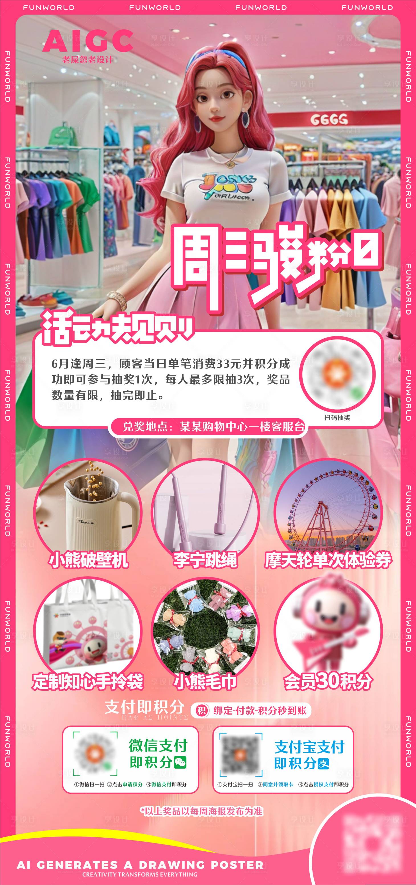 源文件下载【享设计】搜索编号：20910024410493170【会员日购物中心海报】