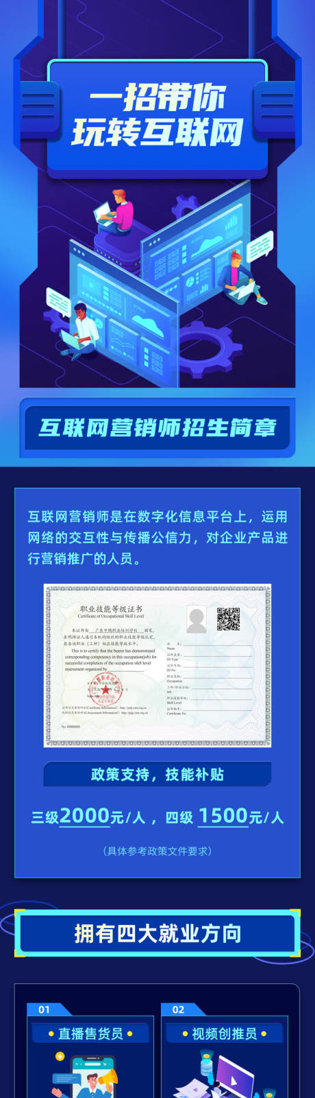 源文件下载【互联网营销师招生简章长图专题设计】编号：33070024261426933