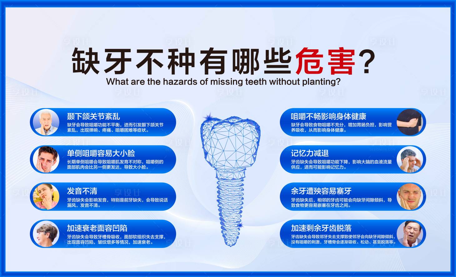 源文件下載【享設計】搜索編號：14650024740697949【口腔缺牙不種危害海報展板】