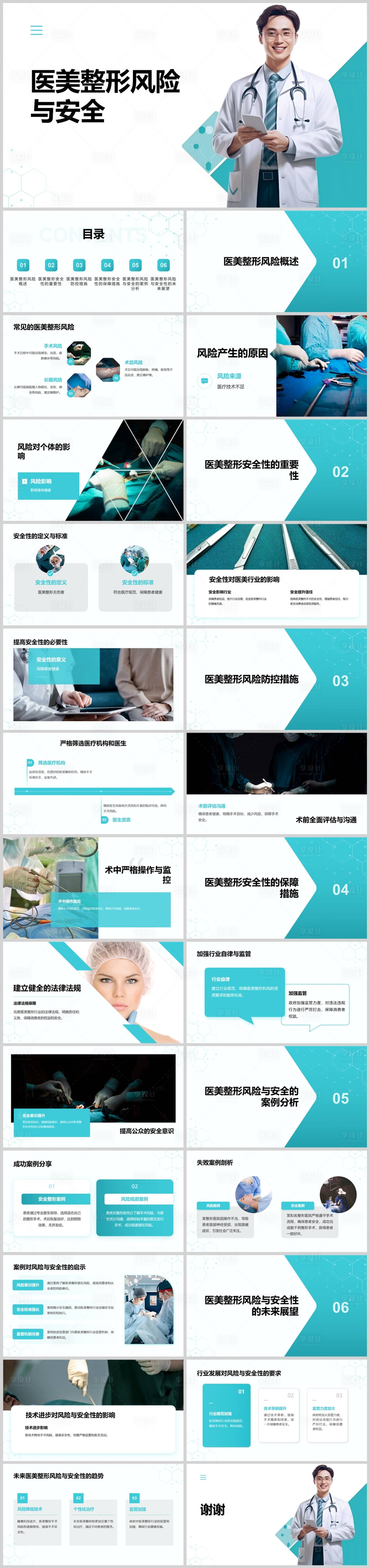 源文件下载【享设计】搜索编号：30160024816878242【医美整形风险与安全PPT】