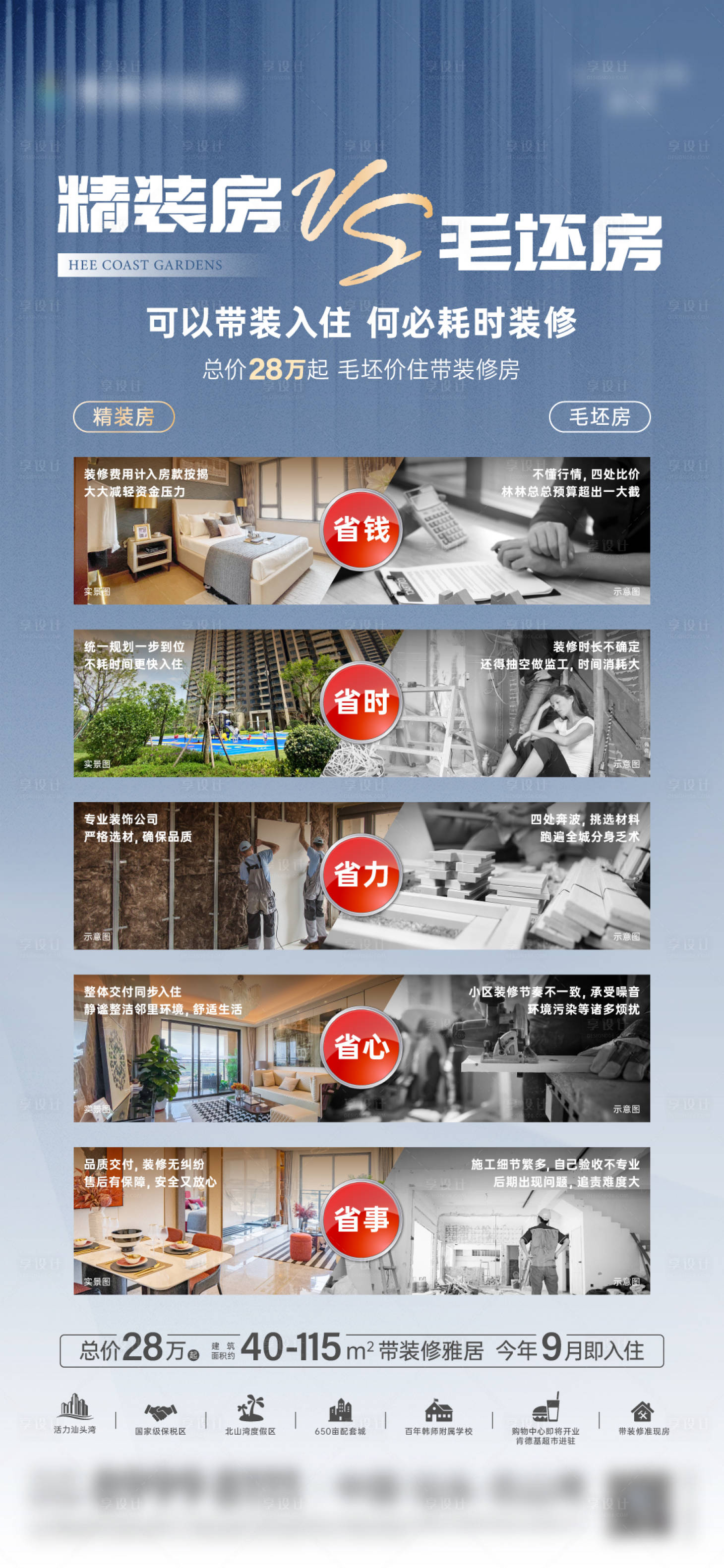 源文件下載【享設計】搜索編號：95680024838925121【毛坯房精裝房對比海報】