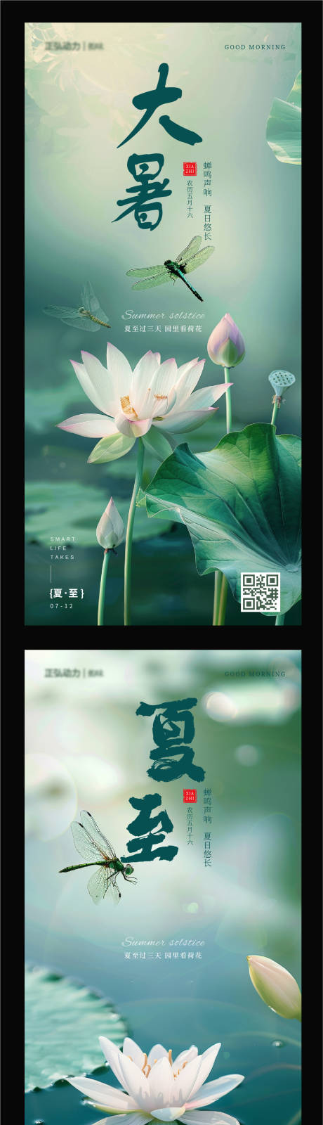 源文件下载【夏至莲花荷花大暑节气海报】编号：23880024649573541