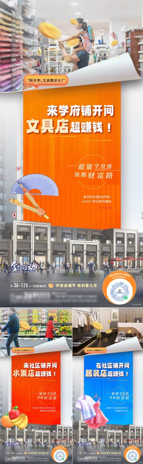 源文件下载【地产商铺业态促销系列海报】编号：45710025315531617