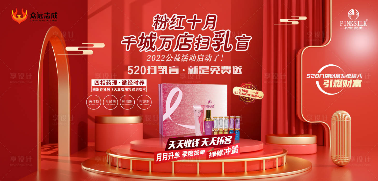 源文件下载【享设计】搜索编号：95890025054323598【粉红丝黛十月胸部产品活动背景板】