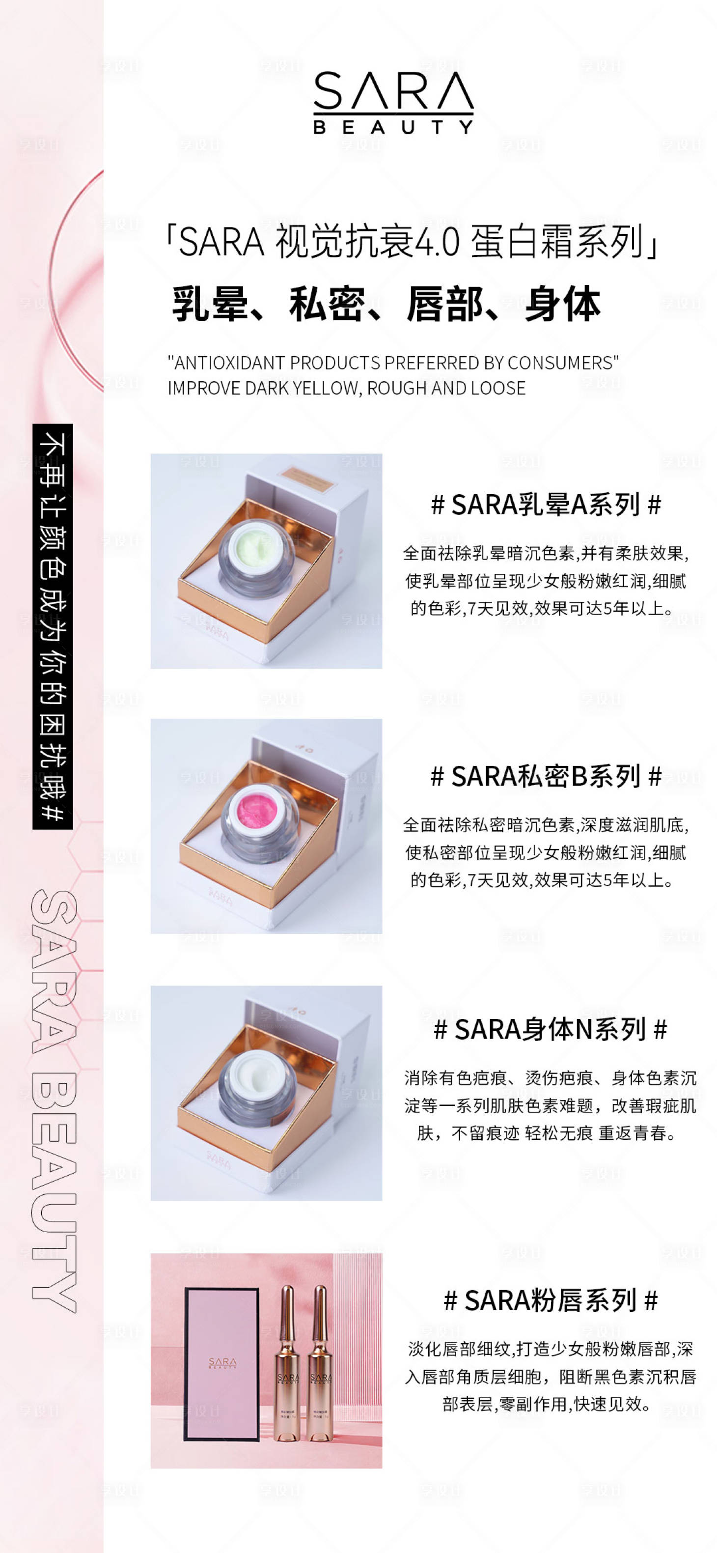 源文件下载【美业粉嫩私密抗衰项目产品系列海报】编号：92810025318785093