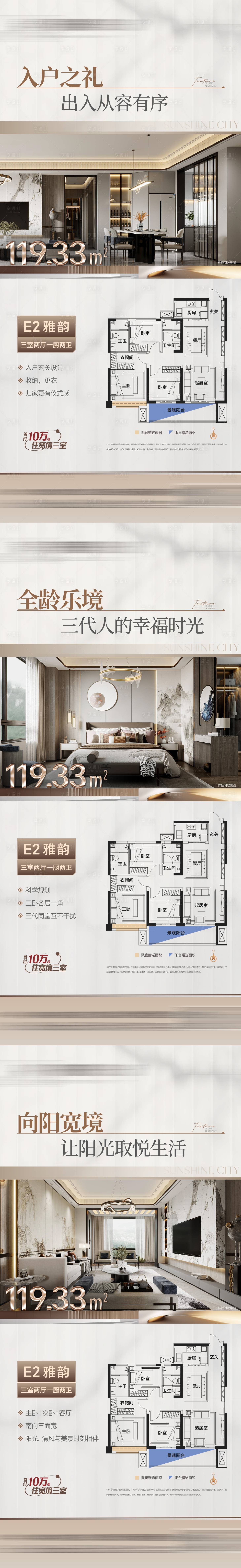 源文件下载【享设计】搜索编号：83870025431889028【地产户型价值点系列海报】