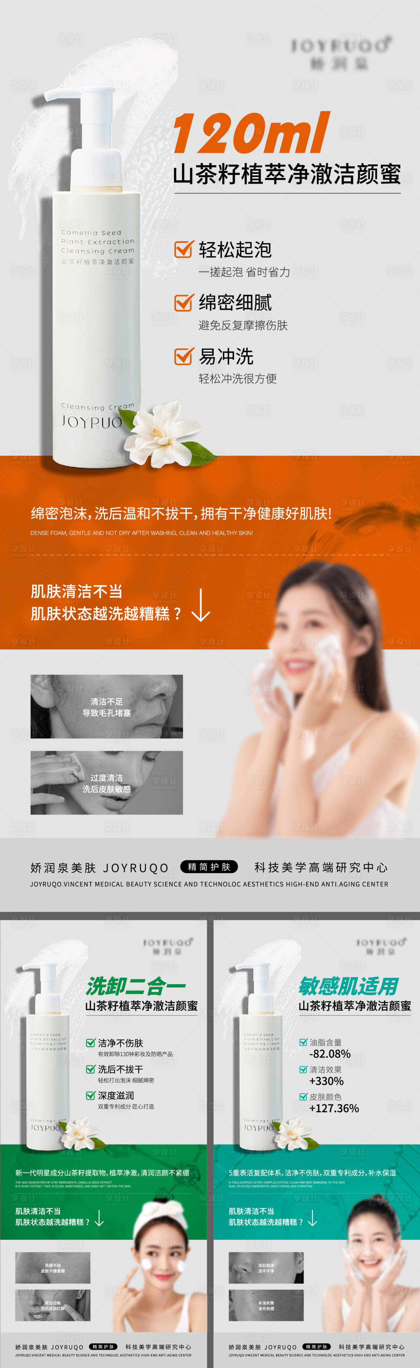 源文件下载【洁颜蜜洗面奶护肤品产品系列海报】编号：50240024979208450
