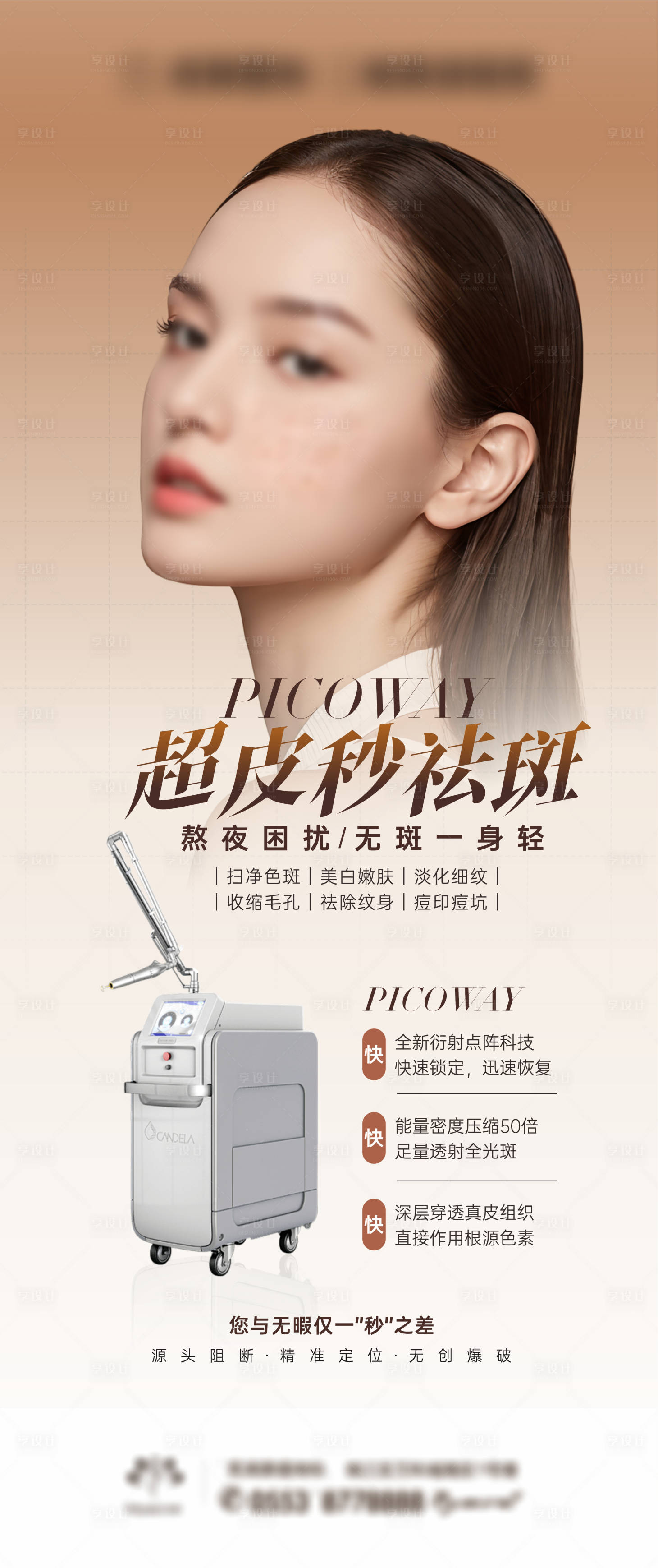 源文件下載【享設(shè)計】搜索編號：29490025314989253【醫(yī)美儀器超皮秒祛斑海報】