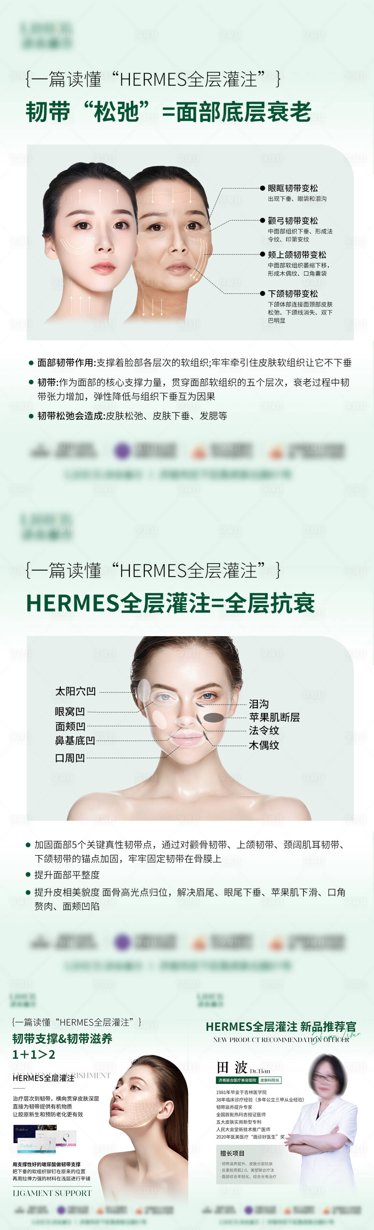 源文件下载【享设计】搜索编号：79040025098344441【面部韧带滋养提升科普系列海报】