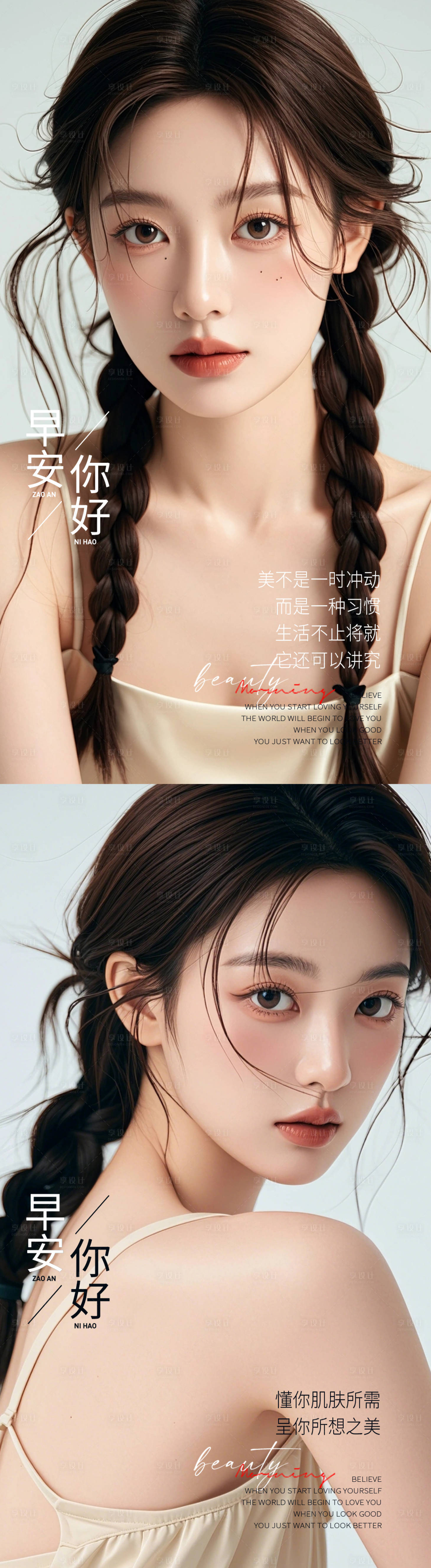 源文件下載【享設(shè)計(jì)】搜索編號(hào)：75020024877623340【醫(yī)美模特早安圖系列海報(bào)】