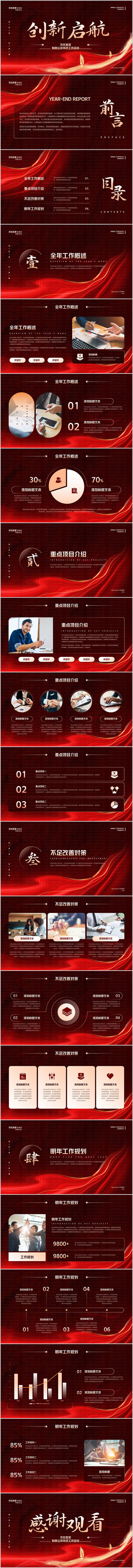 源文件下載【享設(shè)計】搜索編號：17640025231201198【紅色創(chuàng)新啟航公司年終總結(jié)匯報PPT】