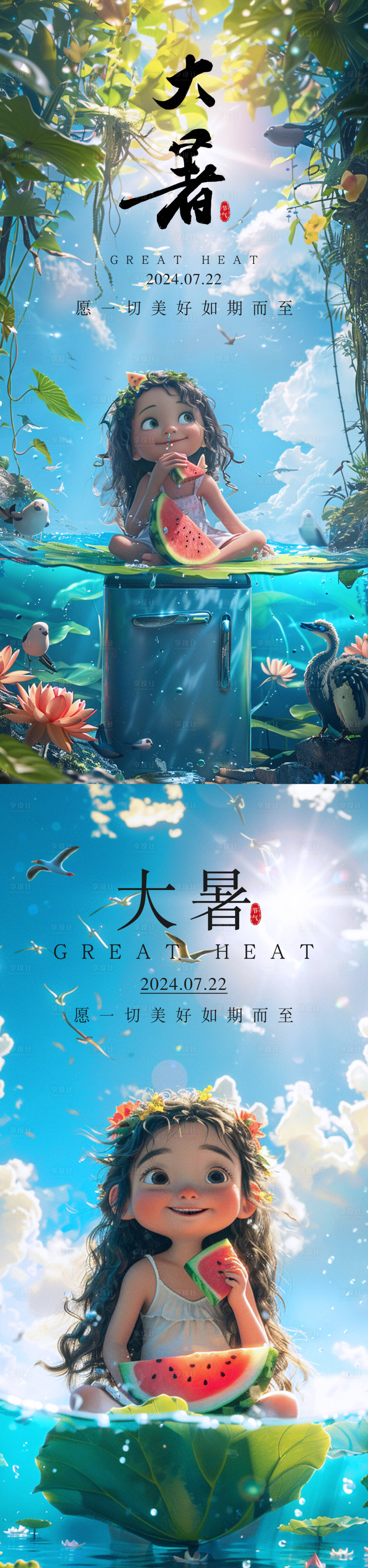 源文件下载【享设计】搜索编号：73350025157846311【大暑节气系列海报】