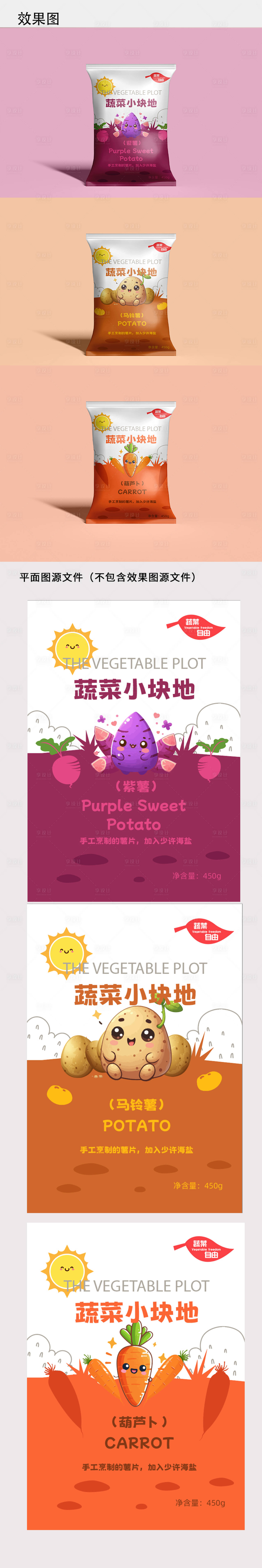 源文件下载【享设计】搜索编号：37800025353475995【蔬菜卡通包装袋设计】