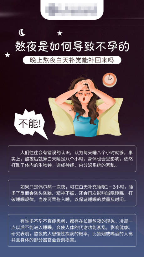 熬夜是如何导致不孕科普海报