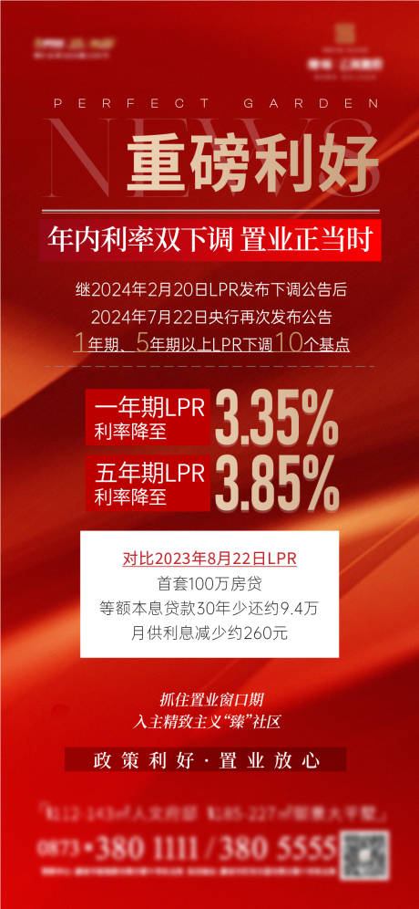 编号：14150025291315367【享设计】源文件下载-楼市利好降息政策红金海报