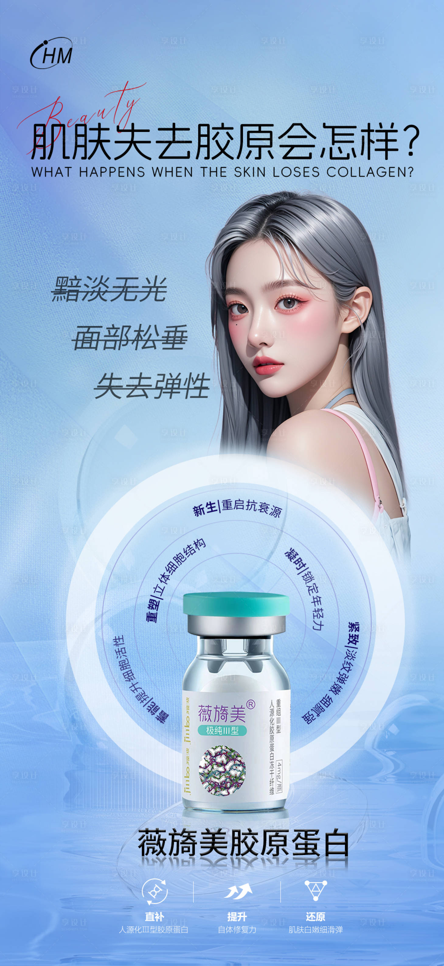 源文件下載【享設計】搜索編號：70520025083944263【夏日膠原水光海報】