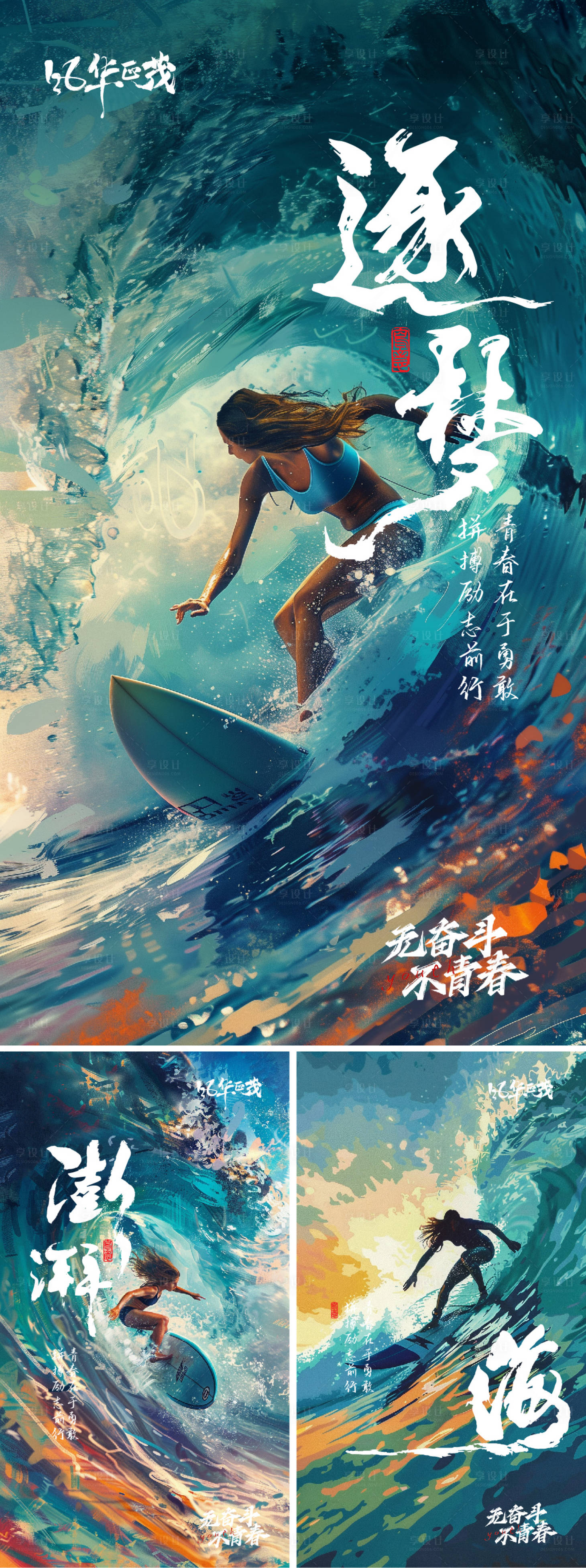 源文件下载【享设计】搜索编号：94820025319955633【冲浪海报】