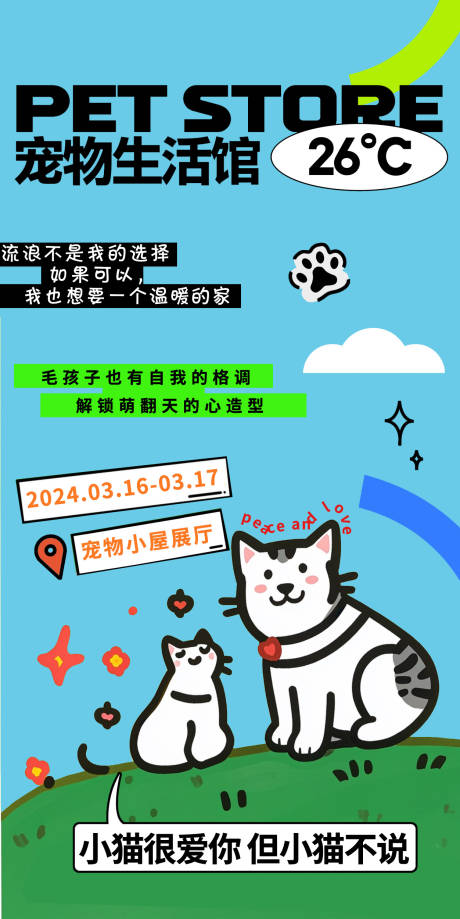 宠物猫咪店海报活动