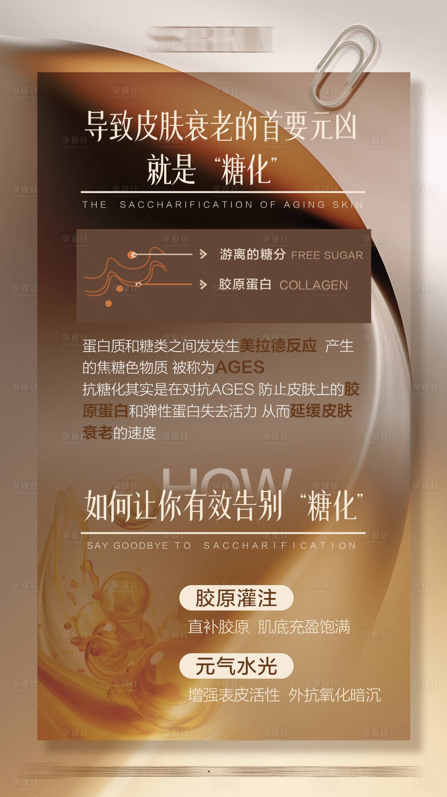 源文件下载【享设计】搜索编号：28530025407834198【医美抗衰糖化宣传海报】