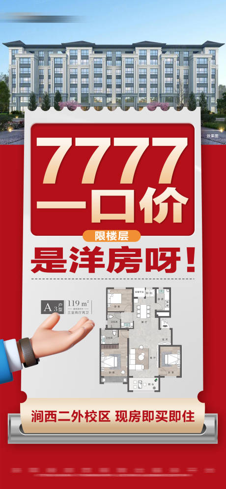 源文件下载【地产洋房一口价户型大字报】编号：87670025172976918