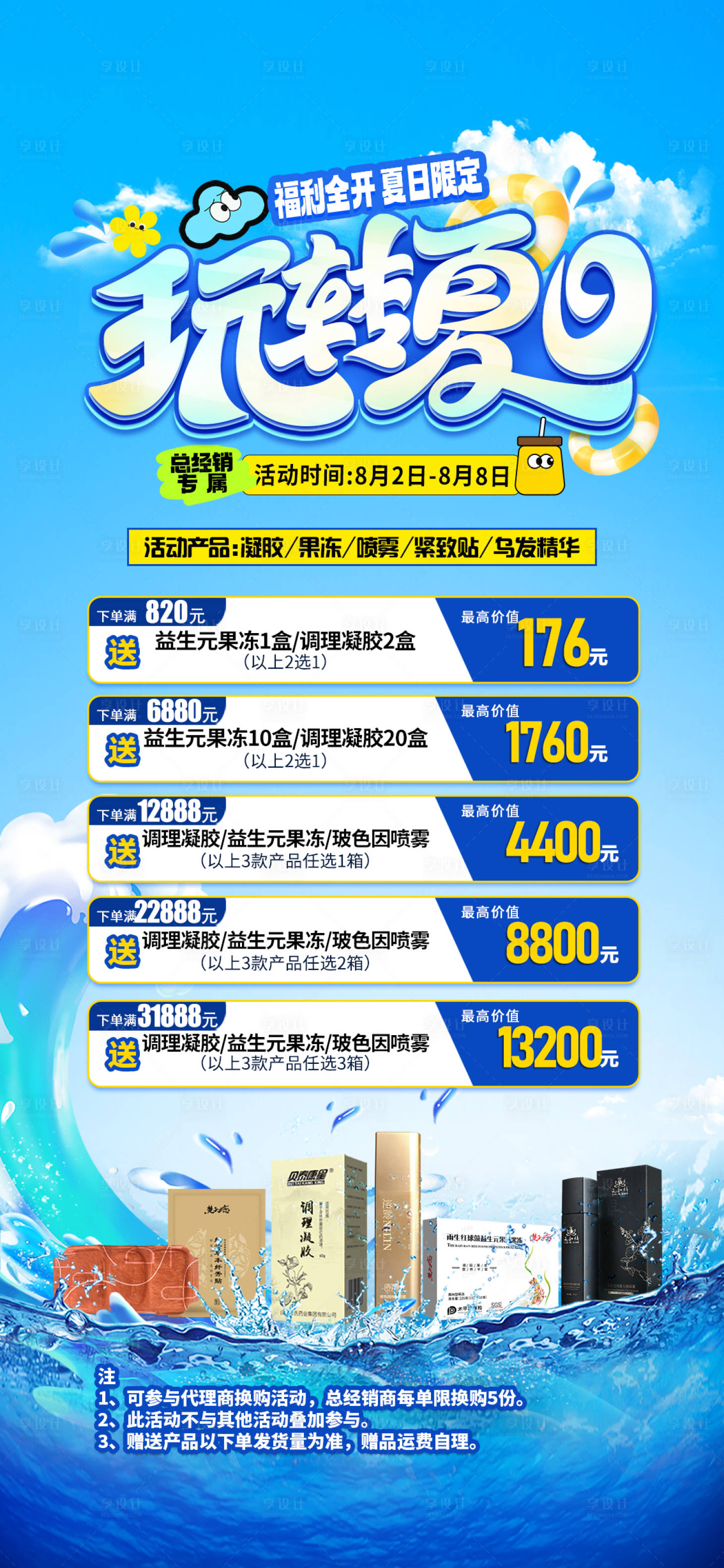 源文件下載【享設計】搜索編號：88650025111162491【夏日清涼冰爽卡項贈送套餐活動海報】