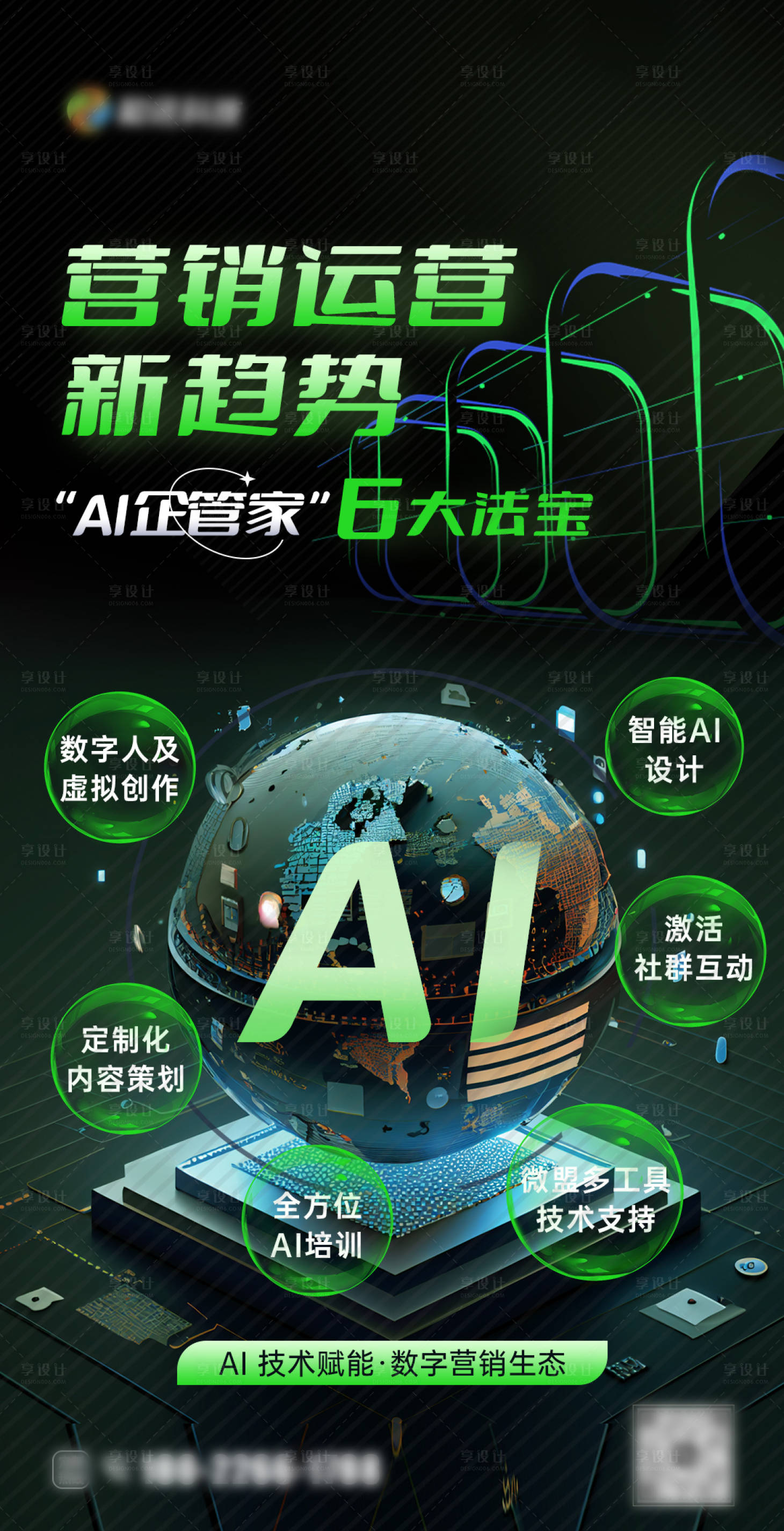 源文件下载【享设计】搜索编号：18540025112669575【科技AI营销运营移动端海报】